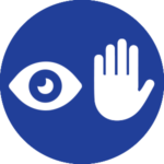 Icona occhio-mano blu